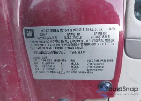 2006 Chevrolet Hhr Lt from USA, damaged, VIN 3GNDA23D86S676178